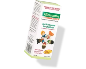 Allersoothe® Elixir antihistamine oral solution for children aged 2 years and over.